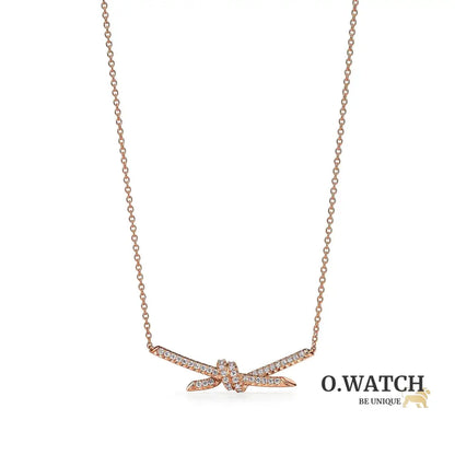COLLIER TIFFANY & CO KNOT PENDENTIF DIAMONDS ROSE-GOLD bague