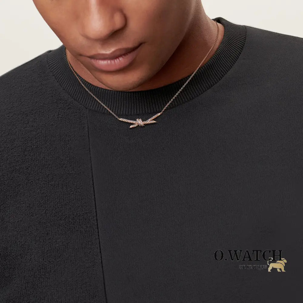 COLLIER TIFFANY & CO KNOT PENDENTIF DIAMONDS ROSE-GOLD bague