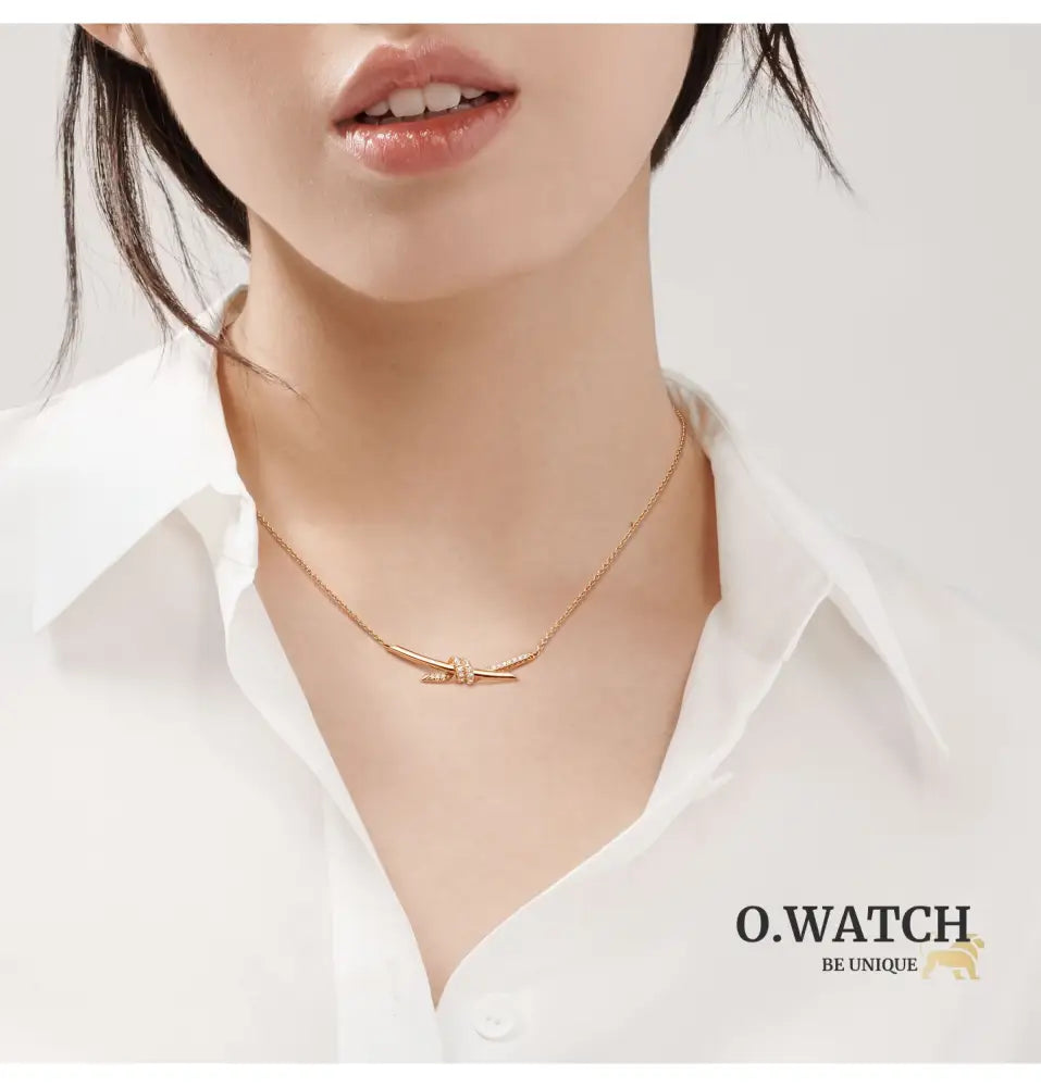 COLLIER TIFFANY & CO KNOT PENDENTIF SEMI DIAMONDS ROSE-GOLD bague