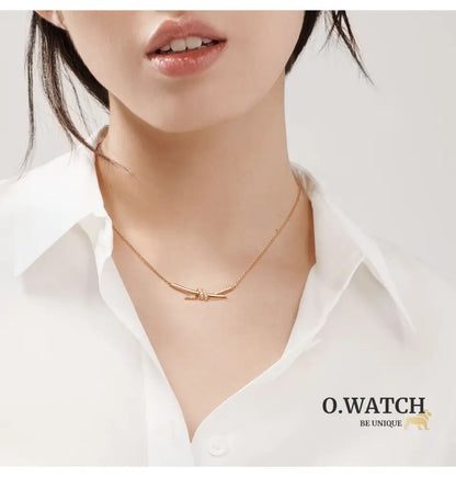 COLLIER TIFFANY & CO KNOT PENDENTIF SEMI DIAMONDS ROSE-GOLD bague