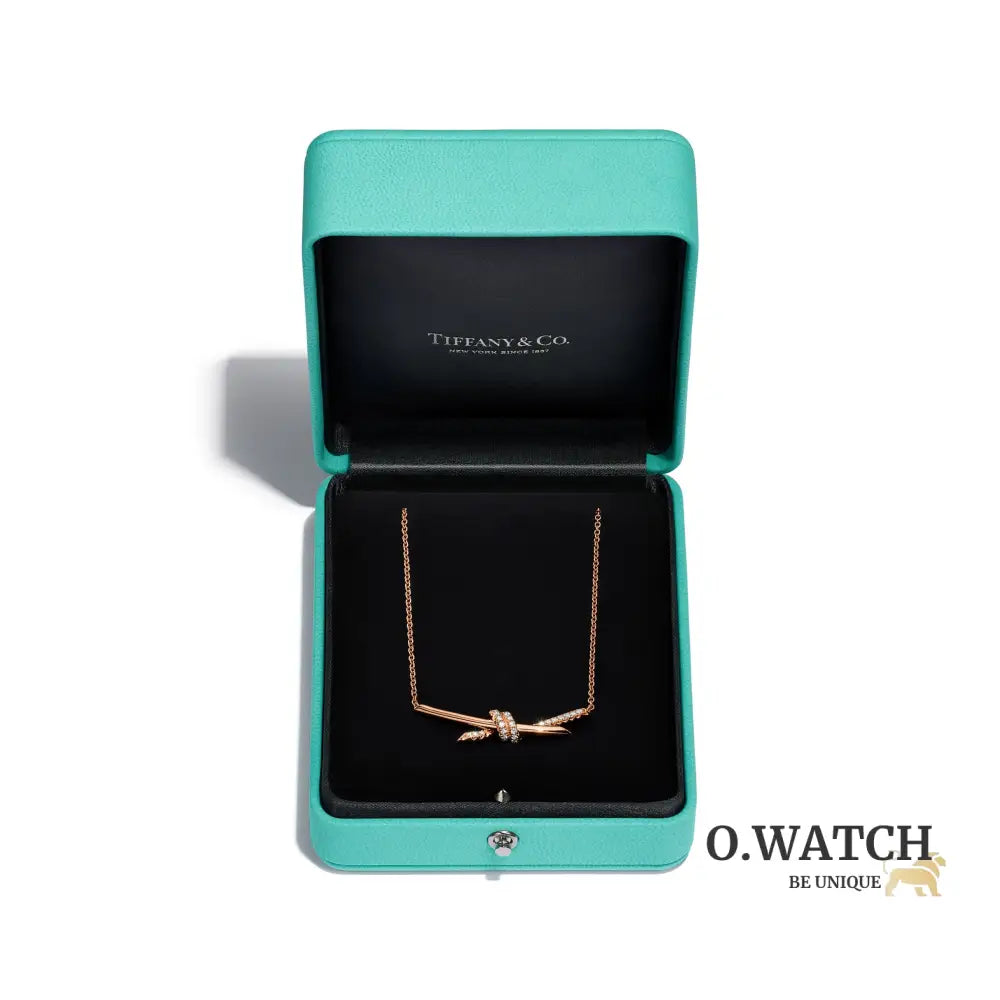 COLLIER TIFFANY & CO KNOT PENDENTIF SEMI DIAMONDS ROSE-GOLD bague