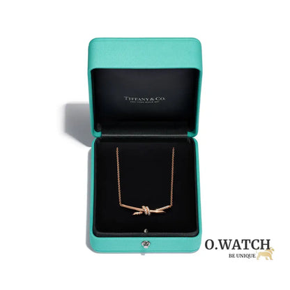 COLLIER TIFFANY & CO KNOT PENDENTIF SEMI DIAMONDS ROSE-GOLD bague