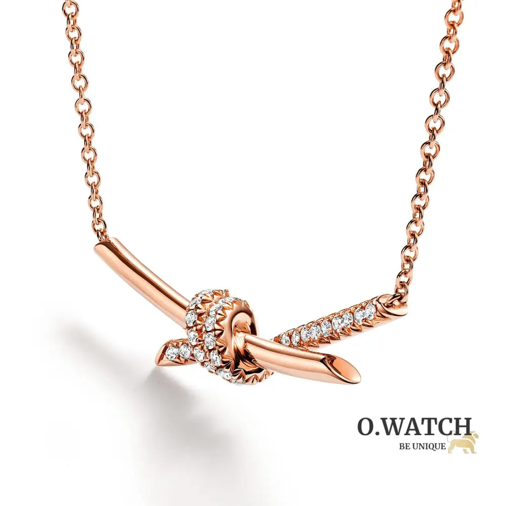 COLLIER TIFFANY & CO KNOT PENDENTIF SEMI DIAMONDS ROSE-GOLD bague