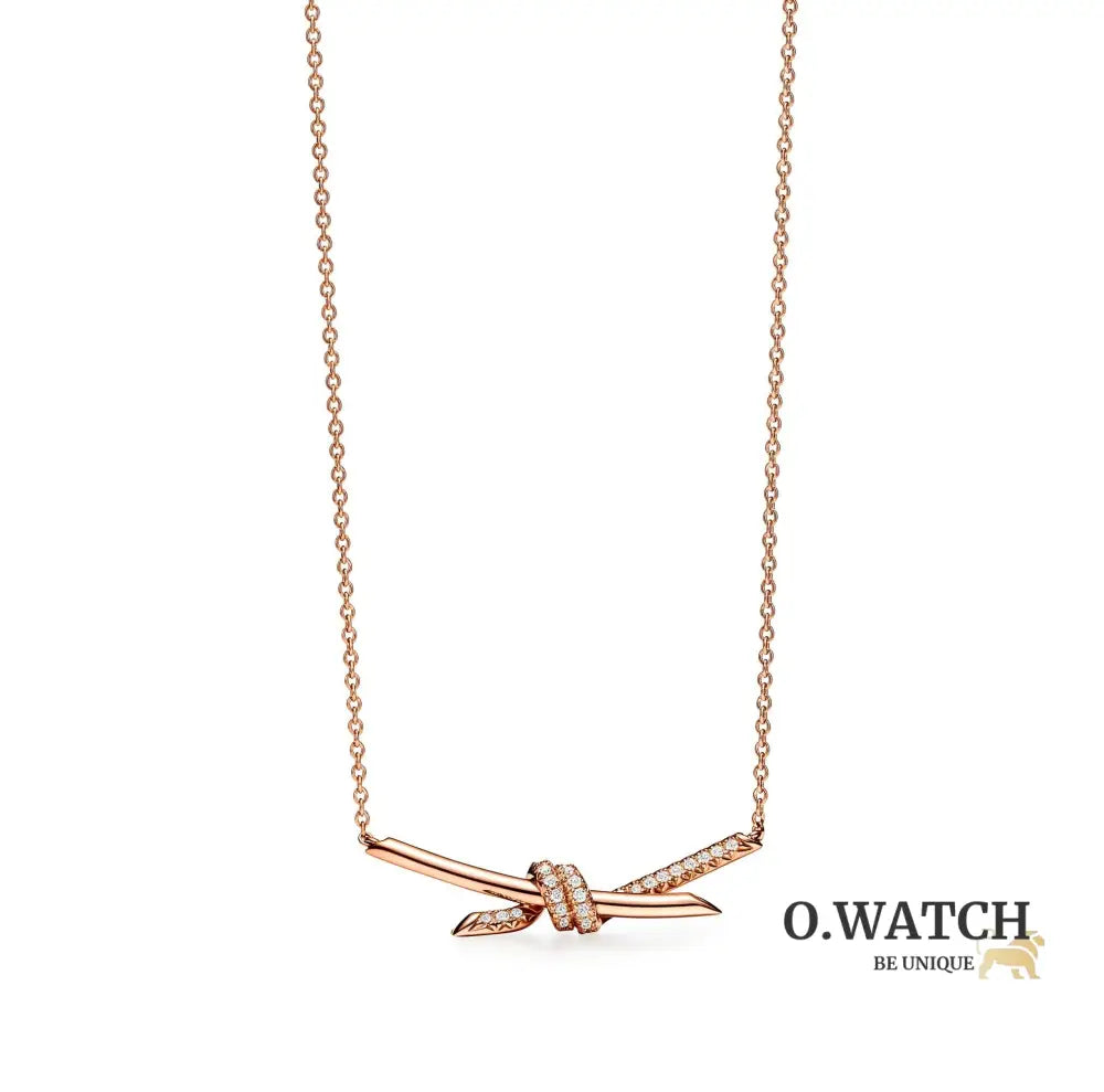 COLLIER TIFFANY & CO KNOT PENDENTIF SEMI DIAMONDS ROSE-GOLD bague