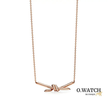 COLLIER TIFFANY & CO KNOT PENDENTIF SEMI DIAMONDS ROSE-GOLD bague