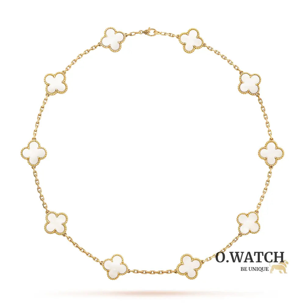 Collier Vintage Alhambra 7 Motifs Blanc Nacre