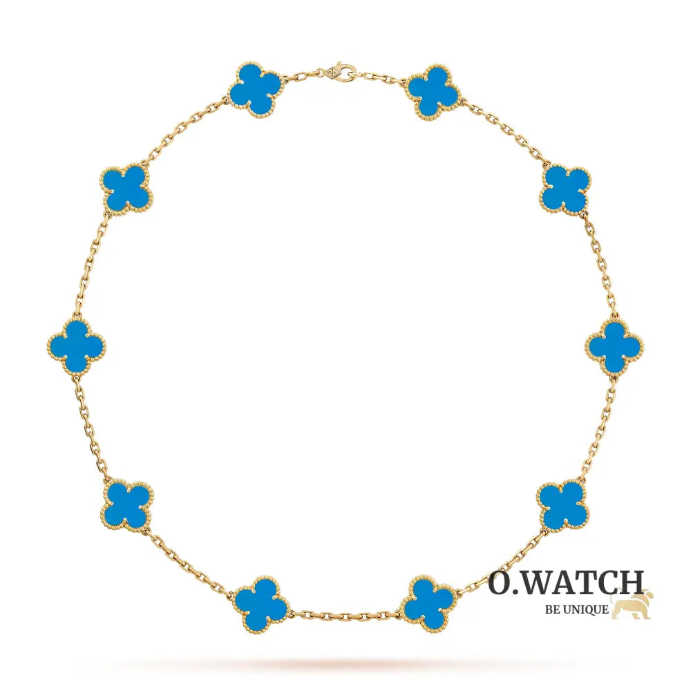 Collier Vintage Alhambra 7 Motifs Bleu Ciel