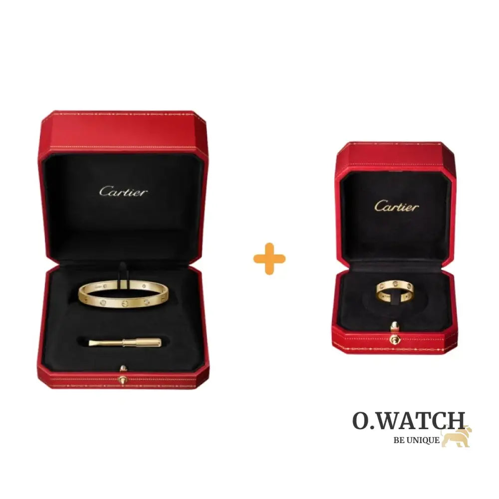 Ensemble deux pièces de la collection LOVE – un bracelet serti de 4 diamants et une bague sertie de 8 diamants Bracelet