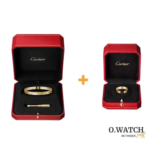 Ensemble deux pièces de la collection LOVE – un bracelet serti de 4 diamants et une bague sertie de 8 diamants Bracelet