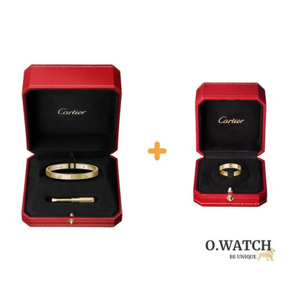 Ensemble deux pièces de la collection LOVE – un bracelet serti de 4 diamants et une bague sertie de 8 diamants Bracelet