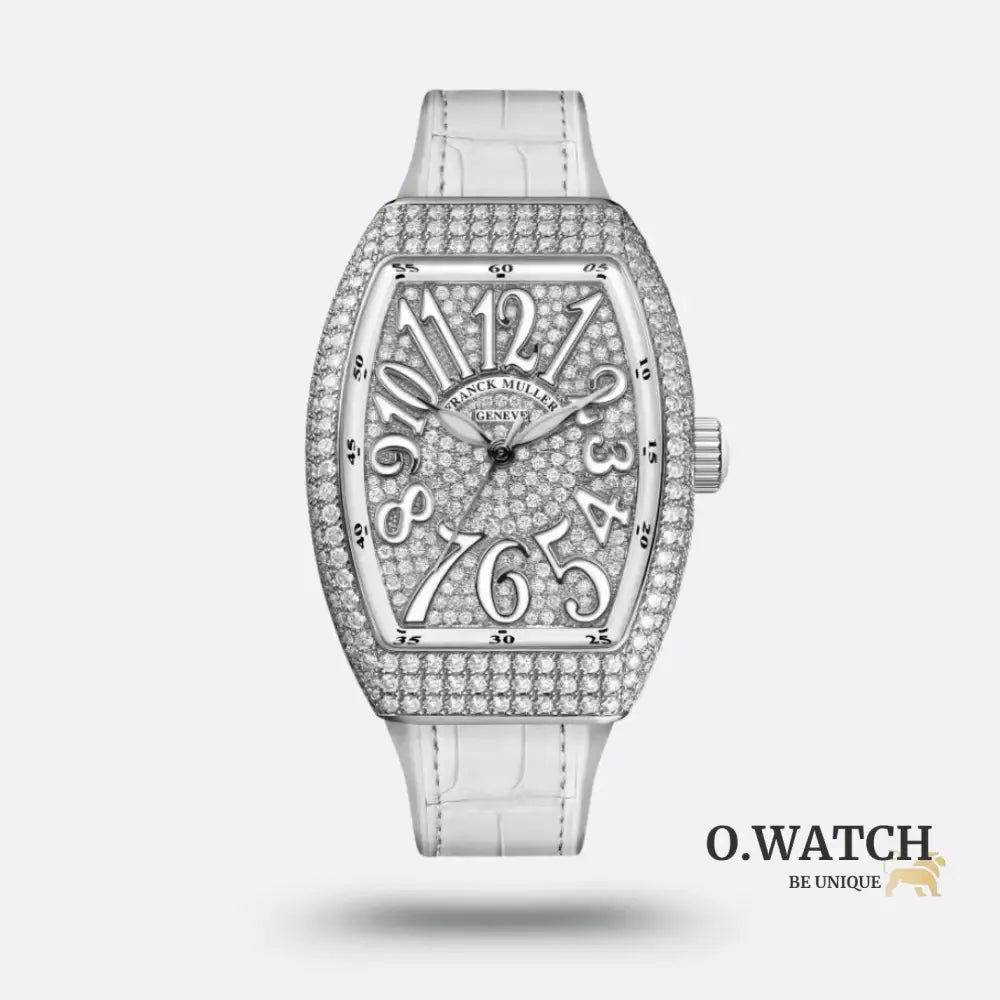 Franck Muller Cintrée Curvex Édition Blanche Sertie de Diamants