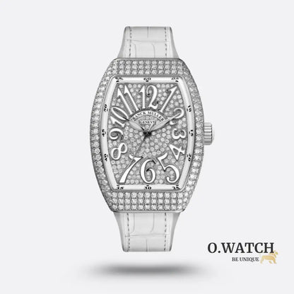 Franck Muller Cintrée Curvex Édition Blanche Sertie de Diamants
