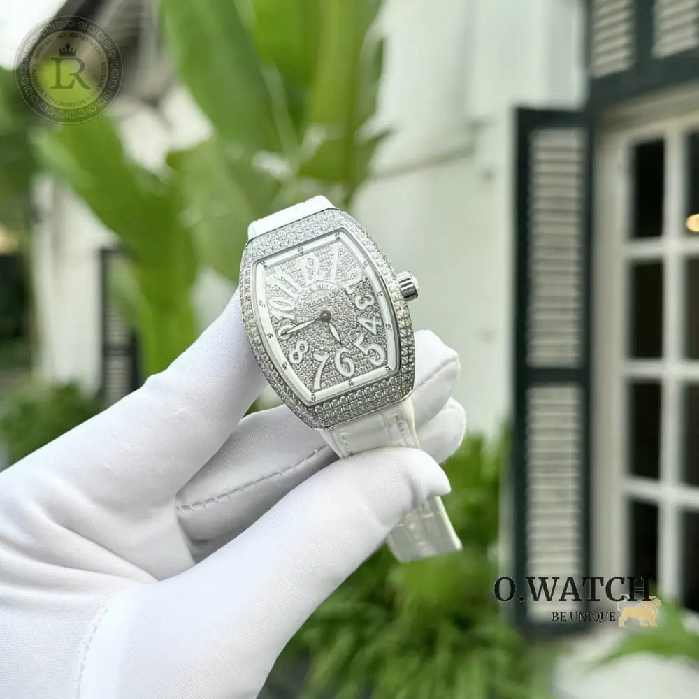 Franck Muller Cintrée Curvex Édition Blanche Sertie de Diamants
