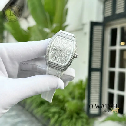 Franck Muller Cintrée Curvex Édition Blanche Sertie de Diamants