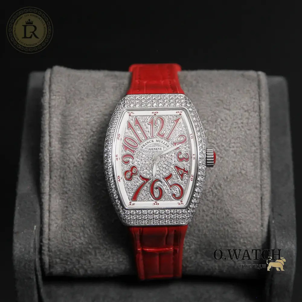 Franck Muller Cintrée Curvex Édition Rouge Sertie de Diamants