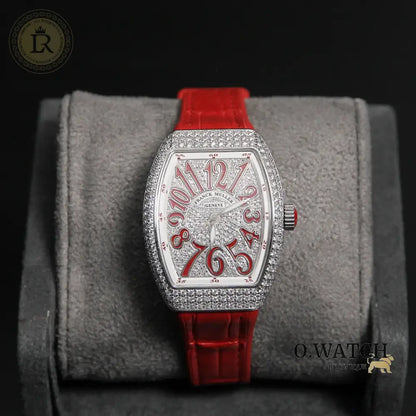 Franck Muller Cintrée Curvex Édition Rouge Sertie de Diamants