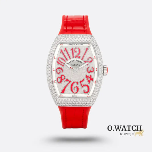 Franck Muller Cintrée Curvex Édition Rouge Sertie de Diamants