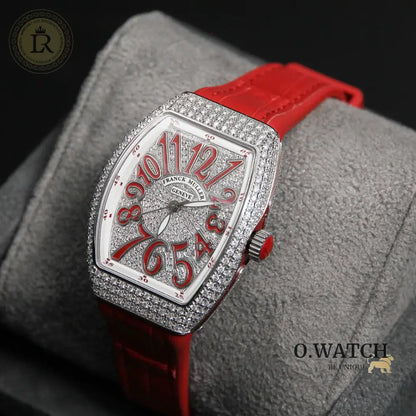 Franck Muller Cintrée Curvex Édition Rouge Sertie de Diamants