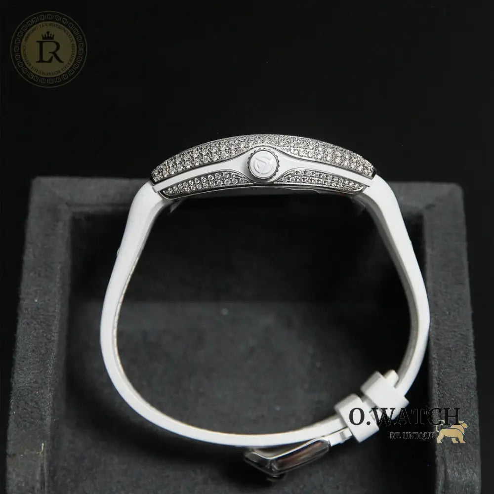 Franck Muller Cintrée Curvex Rêves en Couleurs Édition Full Diamants Blanche