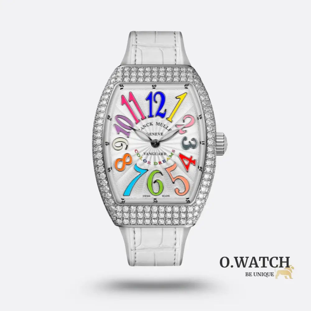 Franck Muller Cintrée Curvex Rêves en Couleurs Édition Full Diamants Blanche
