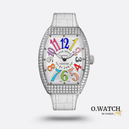 Franck Muller Cintrée Curvex Rêves en Couleurs Édition Full Diamants Blanche