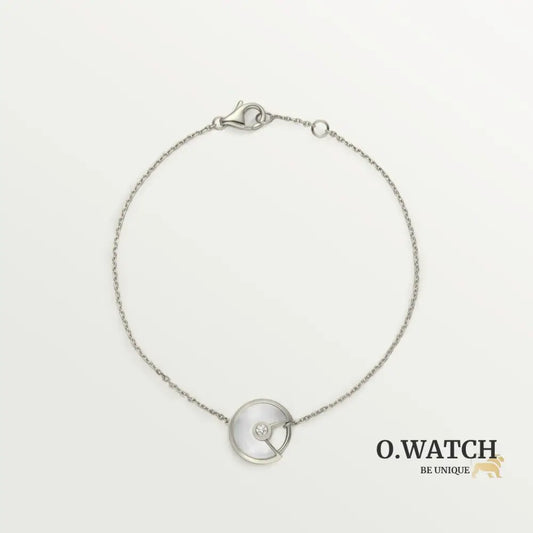 GOURMETTE CARTIER AMULETTE BLANC NACRE WHITE GOLD