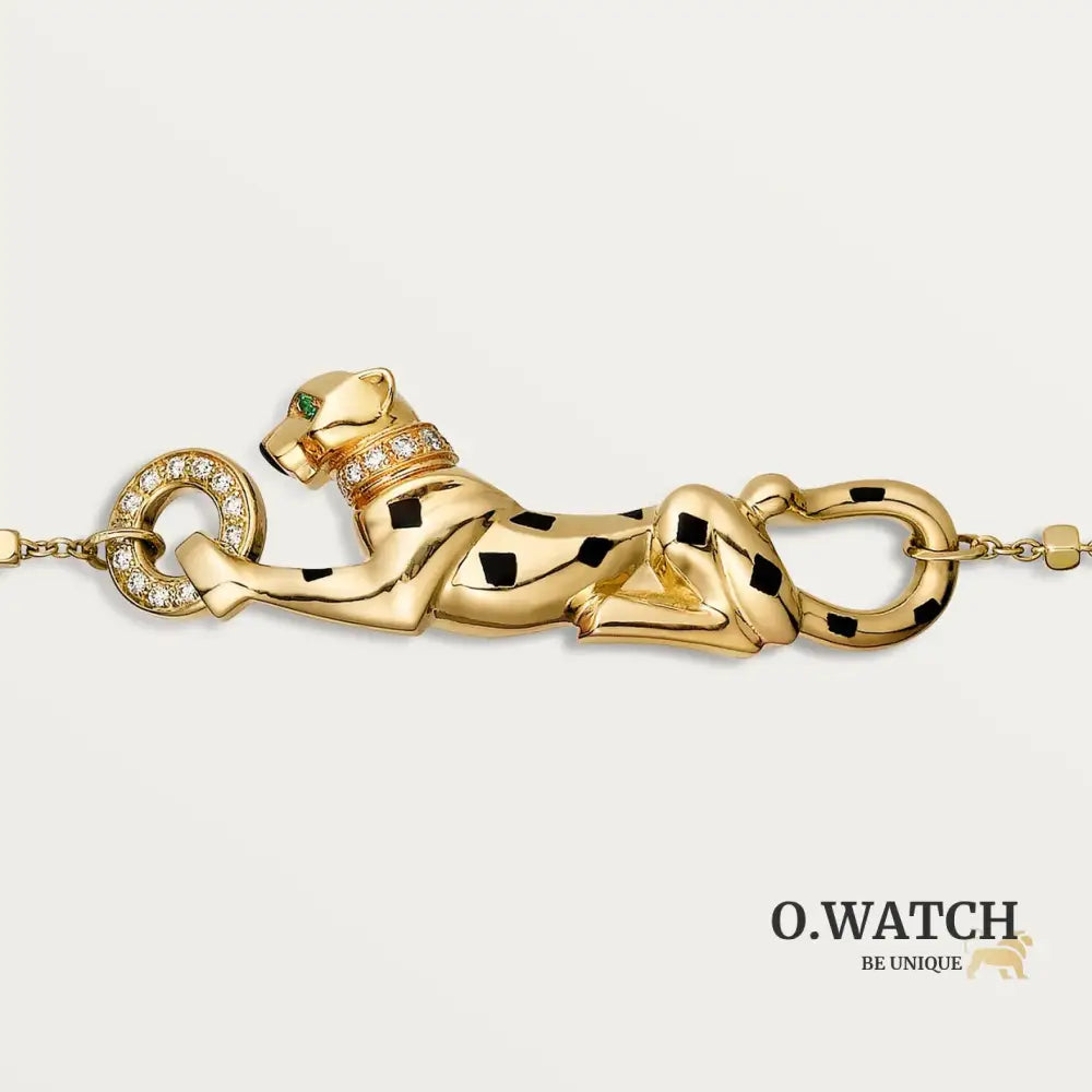 GOURMETTE CARTIER PANTHERE SUR CHAINE-DIAMANTS-GOLD