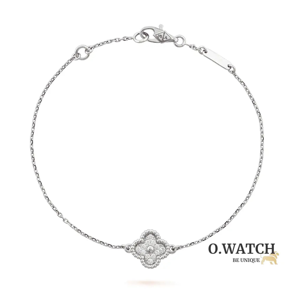 Gourmette Van Cleef 1 Trèfle White Gold