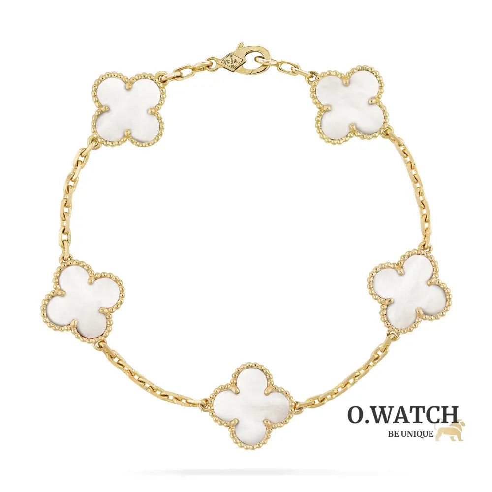 Gourmette Van Cleef Alhambra Blanc Mother of Pearl