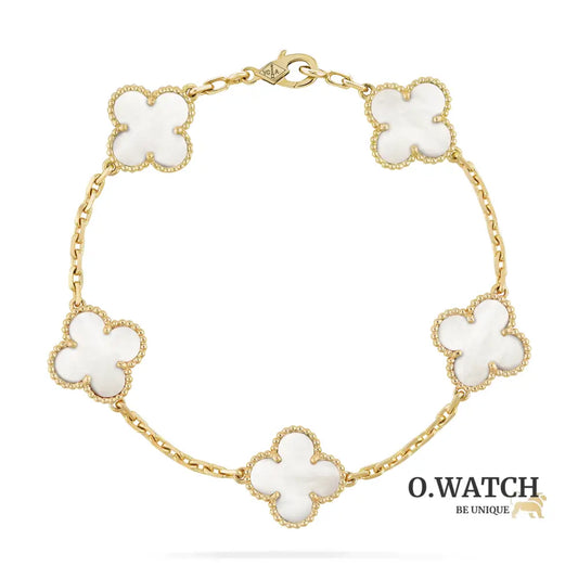 Gourmette Van Cleef Alhambra Blanc Mother of Pearl