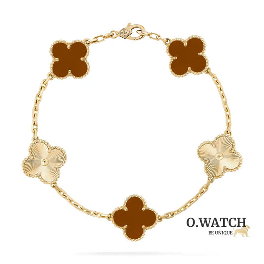 Gourmette Van Cleef Alhambra Gold Rouge Cornaline