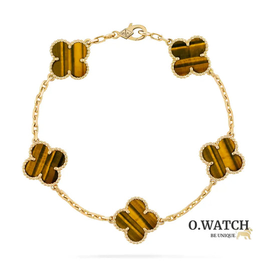 Gourmette Van Cleef Alhambra Marron Tiger Eye