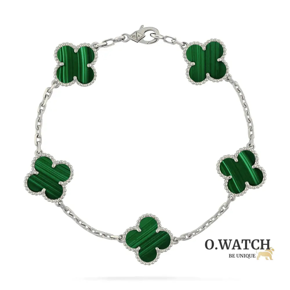 Gourmette Van Cleef Alhambra Vert Malachite White Gold