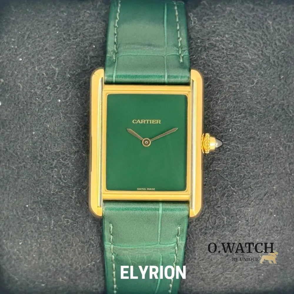 Montre Femme - Tank Louis Vert & Gold