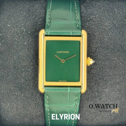 Montre Femme - Tank Louis Vert & Gold