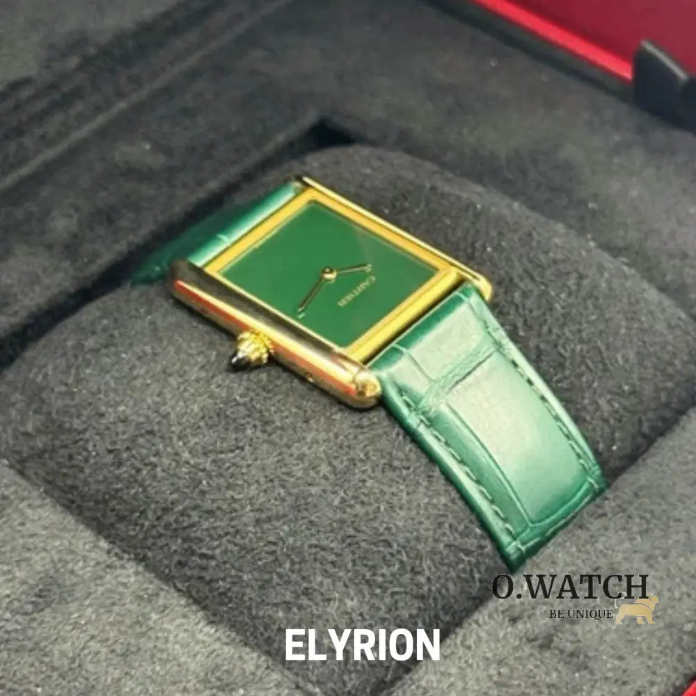 Montre Femme - Tank Louis Vert & Gold