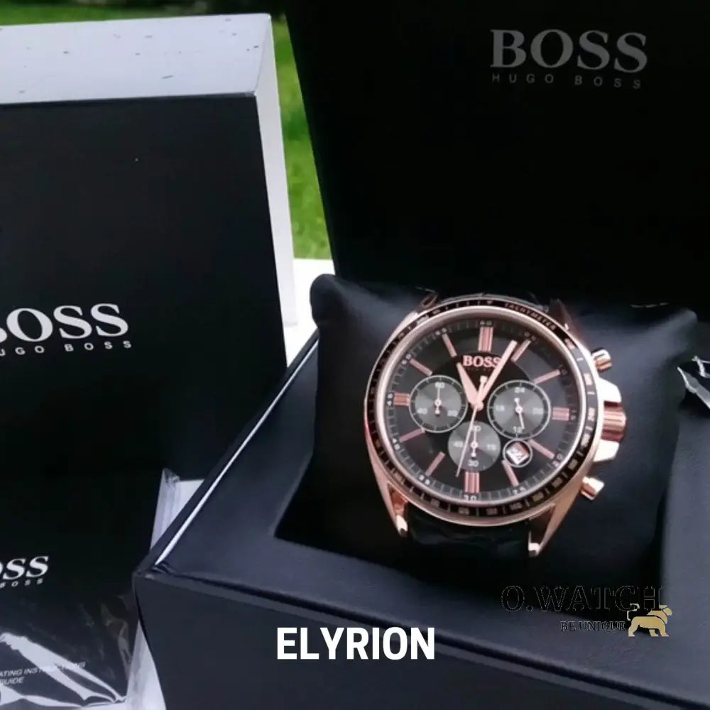 Montre Homme HB - 1513092 Chronographe en Cuir Noir