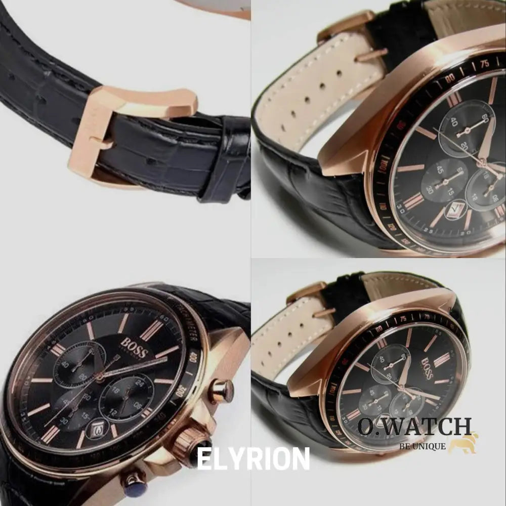 Montre Homme HB - 1513092 Chronographe en Cuir Noir