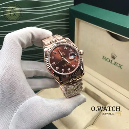 Rolex Lady-Datejust chocolat serti de diamants