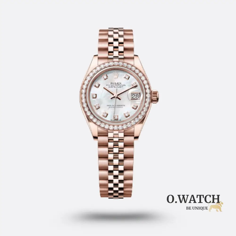 Rolex Lady-Datejust Nacre Blanche serti de diamants or everose et diamants